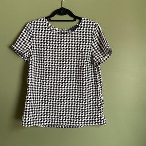 Tommy Hilfinger Houndstooth Top with Back Button Detail, Size M